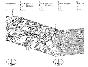 地形・横過物を記載した図面